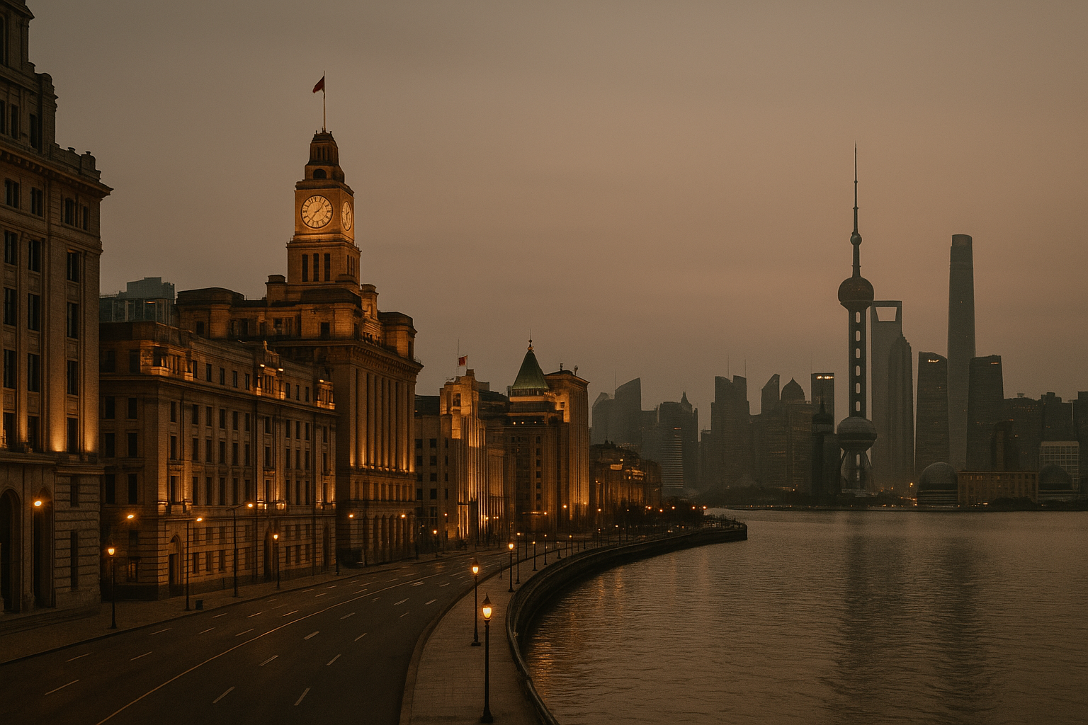 Plate · The Bund at dusk · to commission